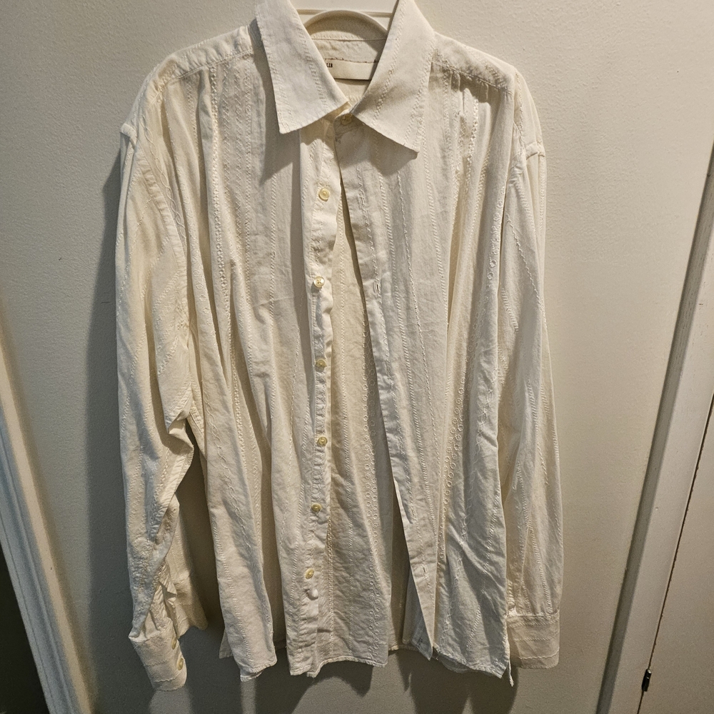 Perry Ellis Men's Off-White Button Down Shirt